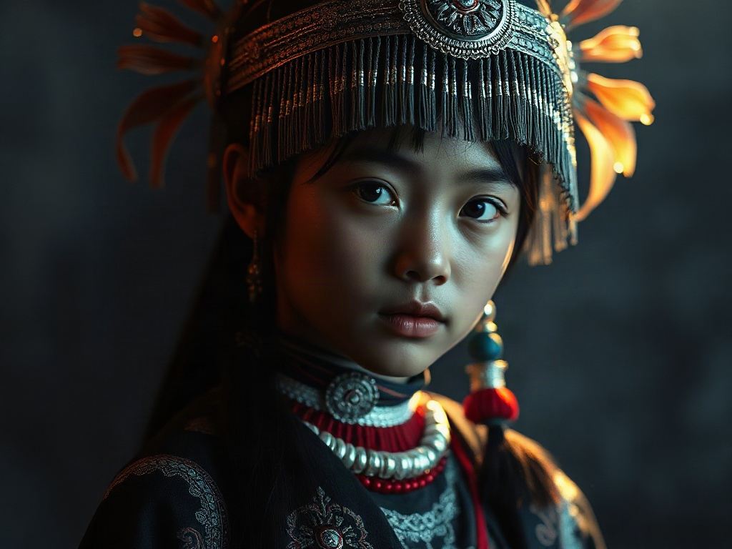 AI 苗族少女提示詞：一段生出理想的苗族少女角色
