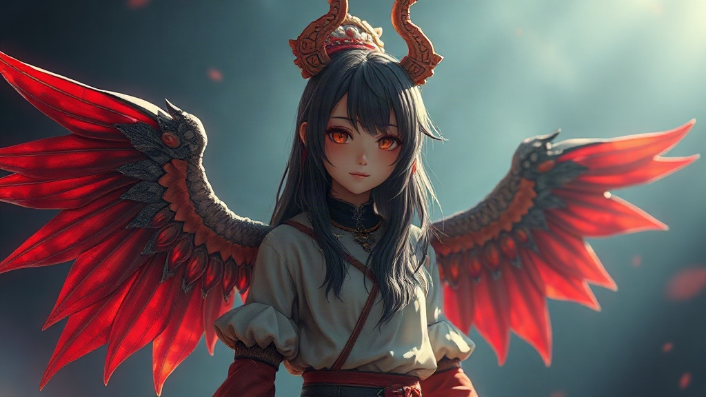 AI 天狗族少女提示詞範例：一鍵生成天狗族少女角色（附效果圖）