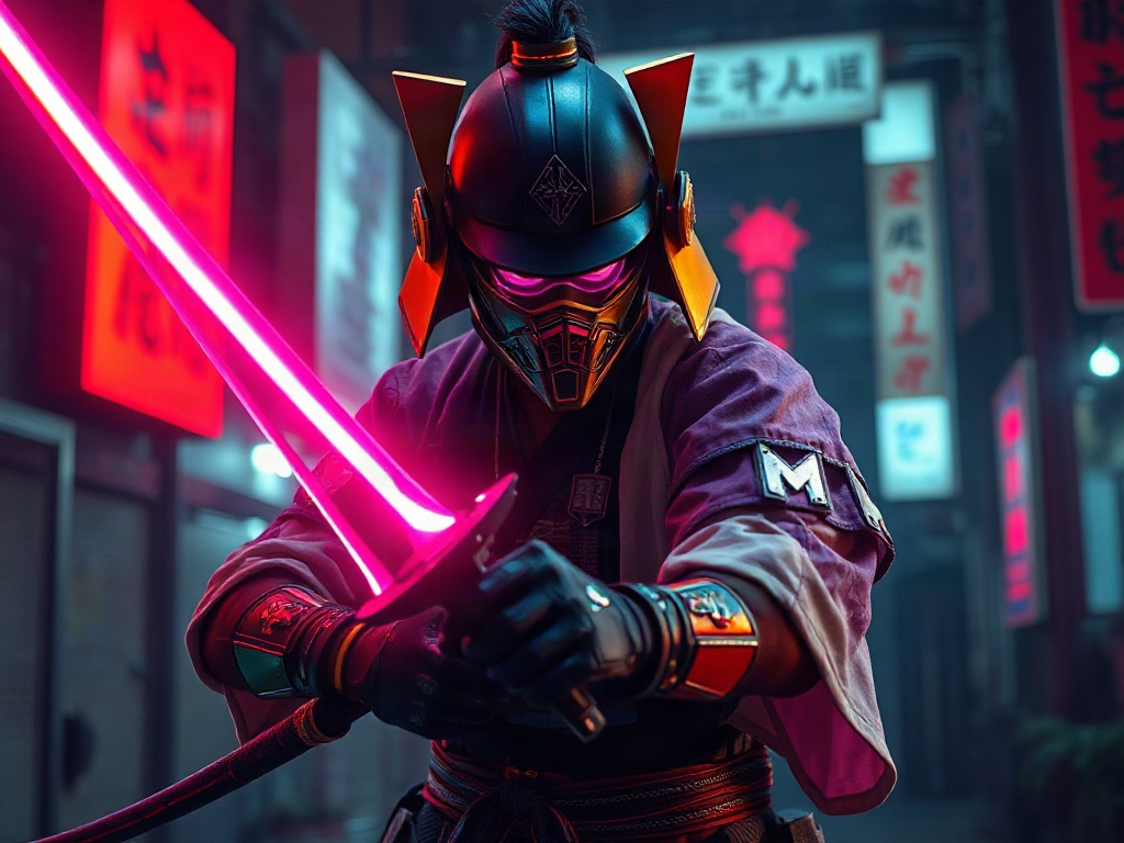 AI 賽博武士提示詞範例：一鍵生成賽博武士角色（附效果圖）