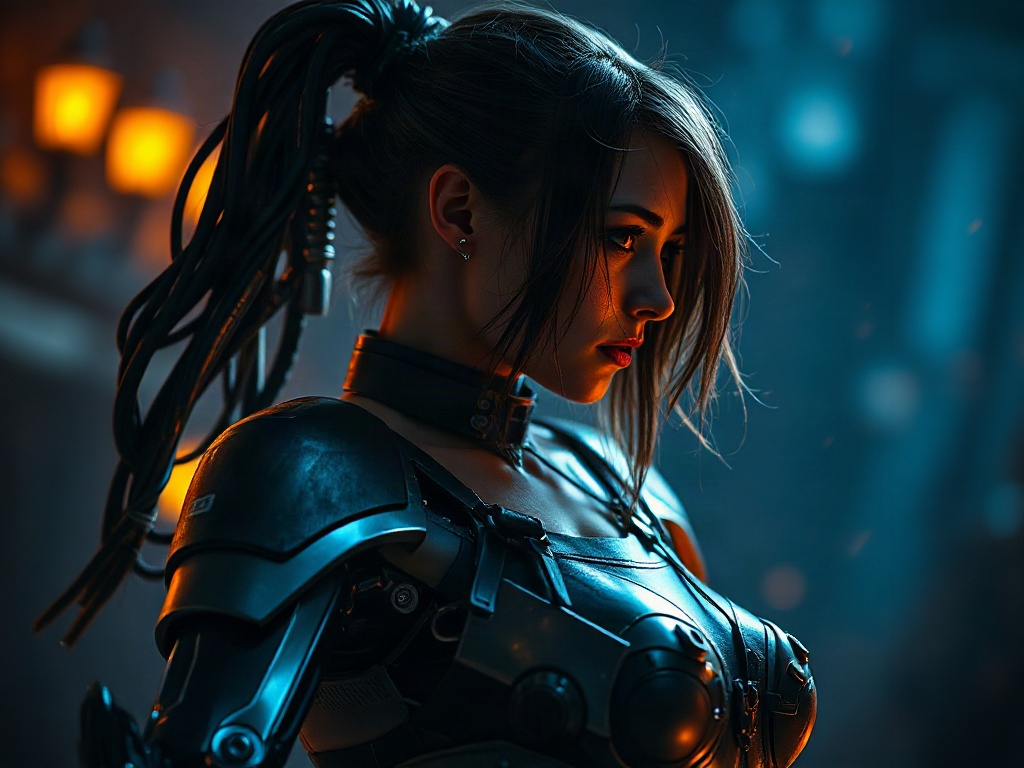 AI 賽博格女戰士提示詞範例:一鍵生成賽博格女戰士角色(附效果圖)