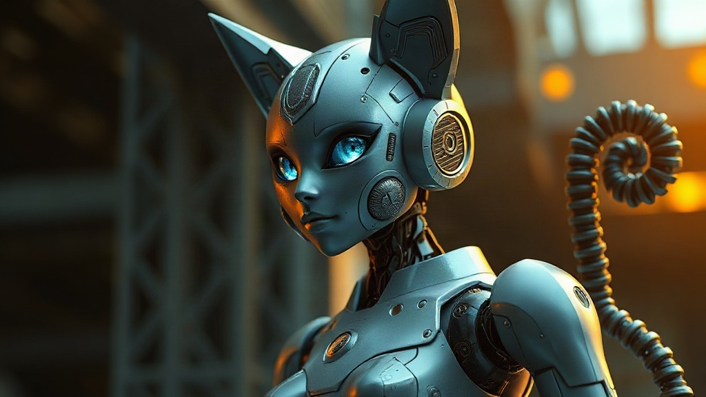 AI 機械貓娘提示詞範例：一鍵生成機械貓娘角色（附效果圖）
