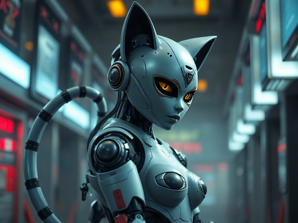 AI 機械貓娘提示詞範例：一鍵生成機械貓娘角色（附效果圖）