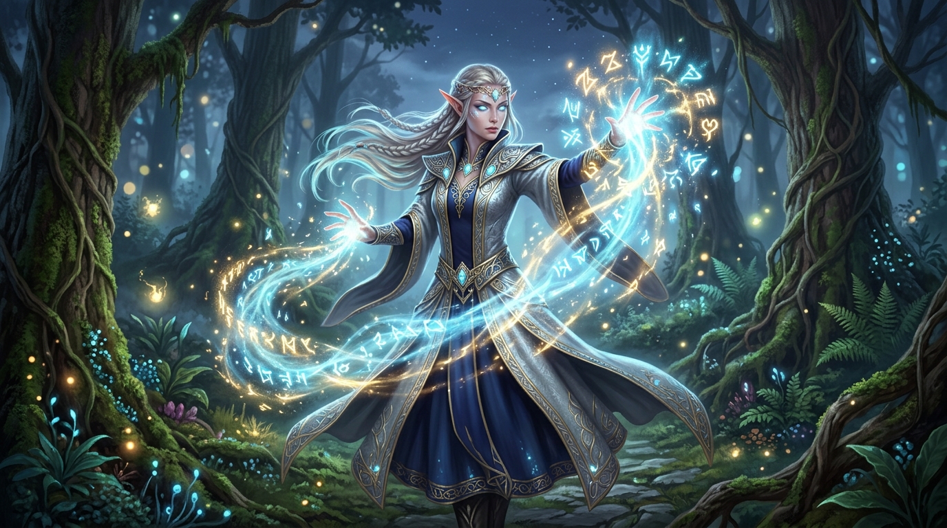 AI 精靈法師提示詞：唯美異世界魔法少女