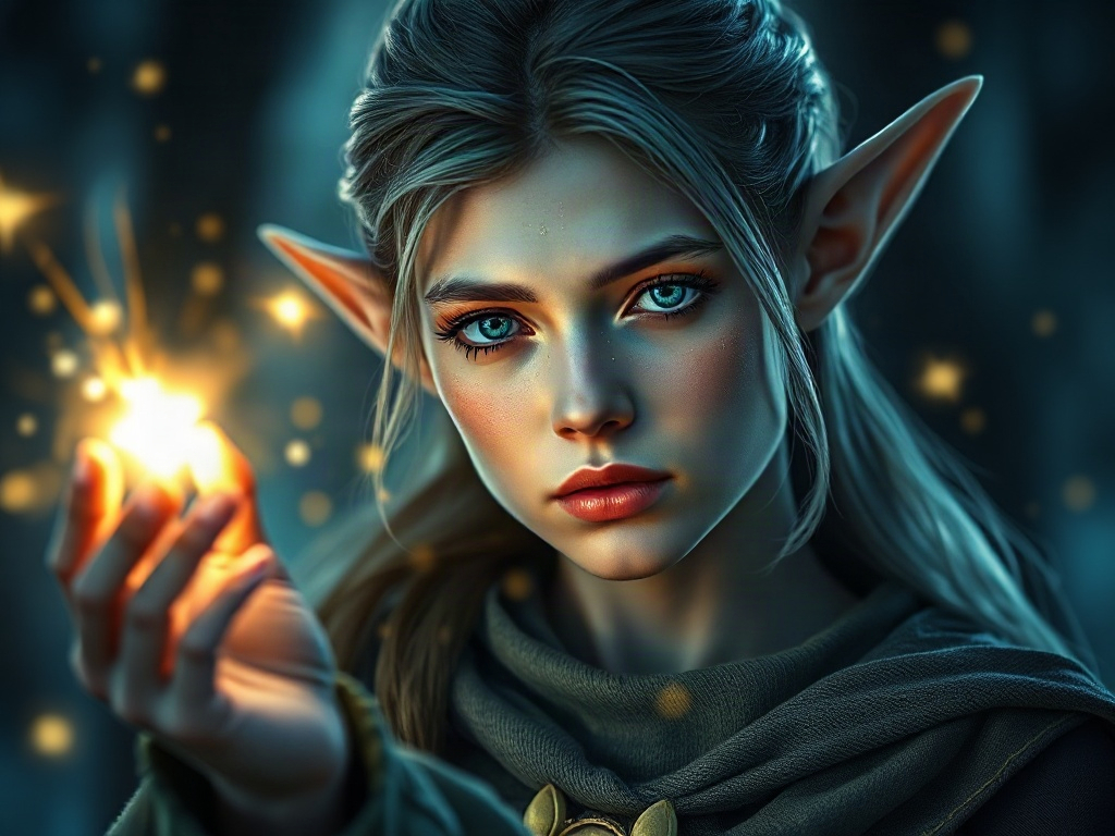 AI 精靈法師提示詞：唯美異世界魔法少女