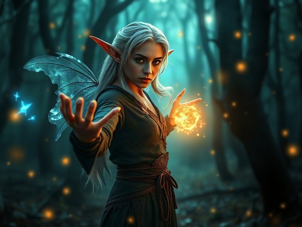 AI 精靈法師提示詞：唯美異世界魔法少女