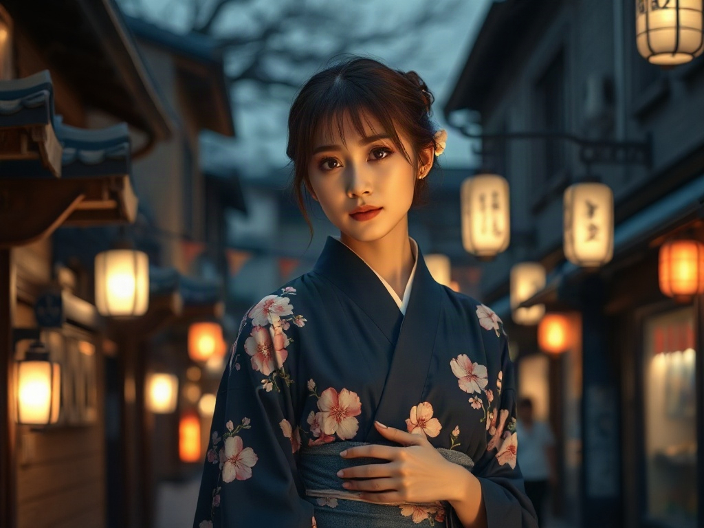 AI 和服女孩提示詞：一段生出京都振袖少女