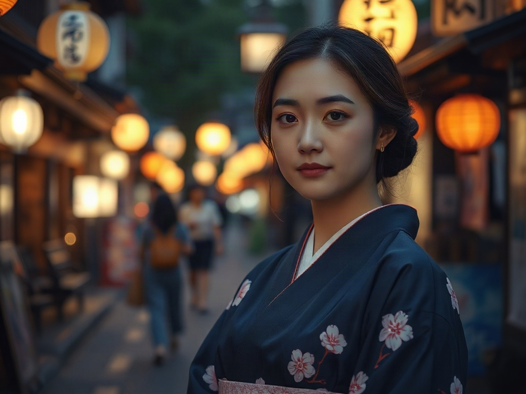AI 和服女孩提示詞：一段生出京都振袖少女