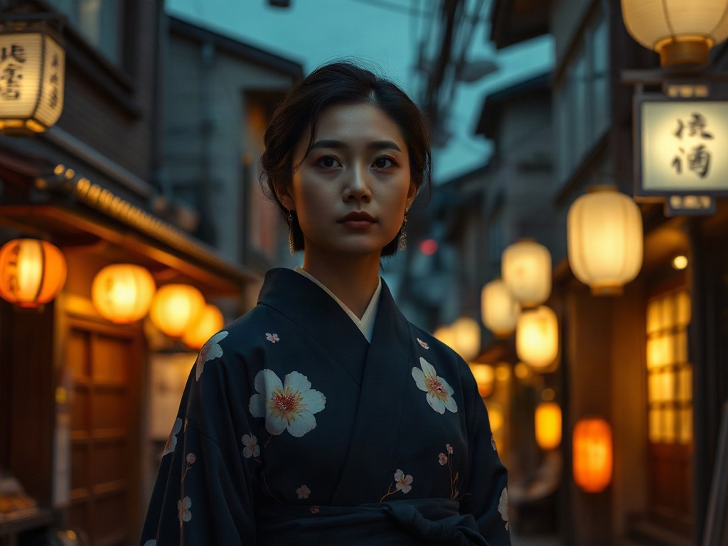 AI 和服女孩提示詞：一段生出京都振袖少女