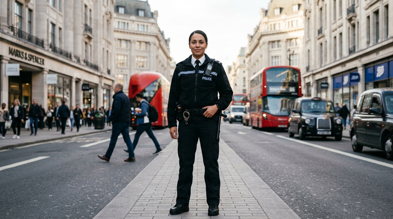 AI 女警提示詞：幹練帥氣的執勤警員