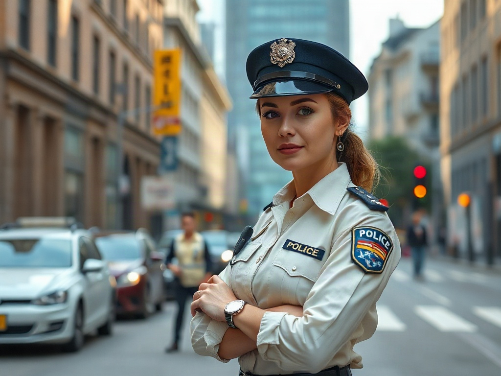 AI 女警提示詞：幹練帥氣的執勤警員