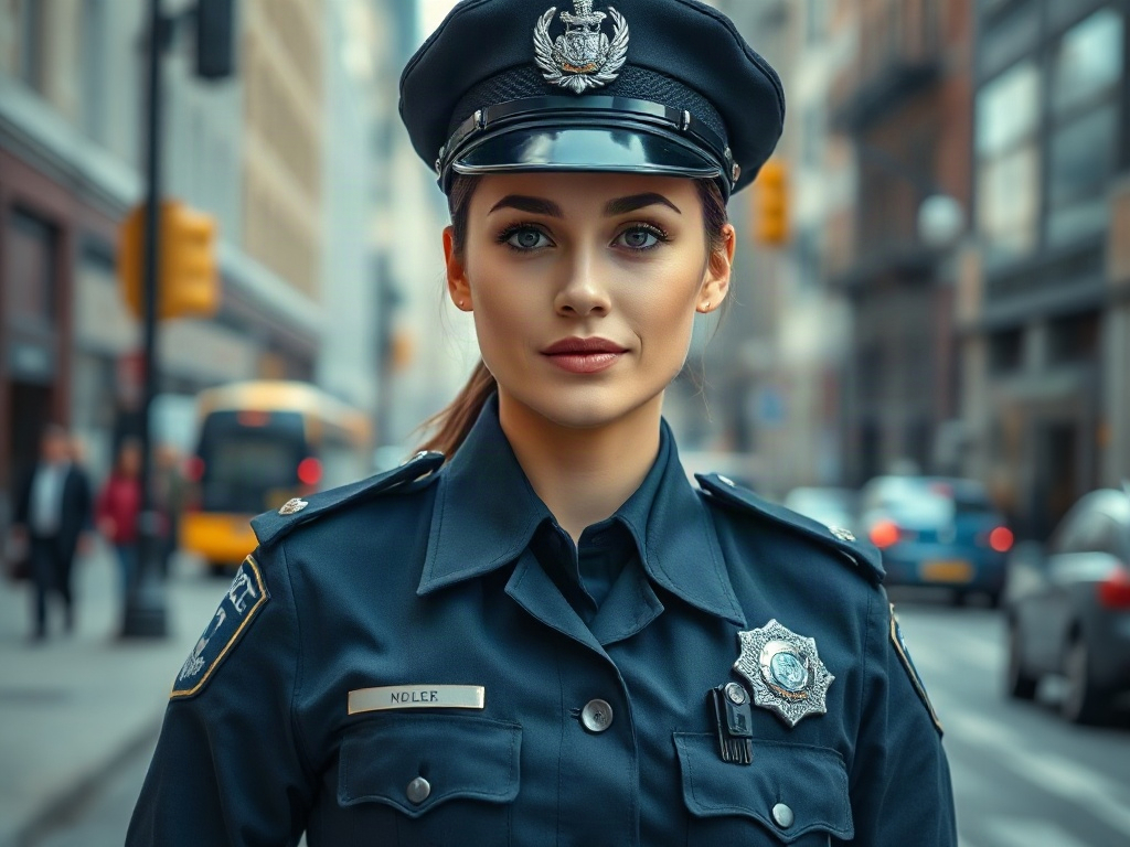 AI 女警提示詞：幹練帥氣的執勤警員