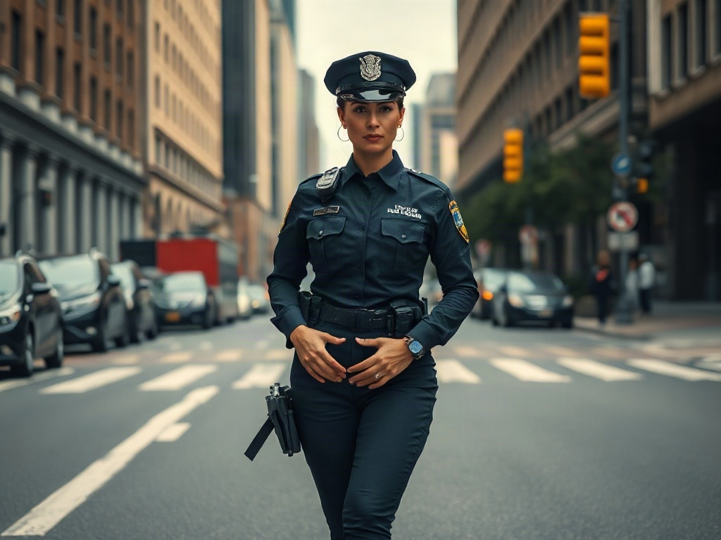 AI 女警提示詞：幹練帥氣的執勤警員