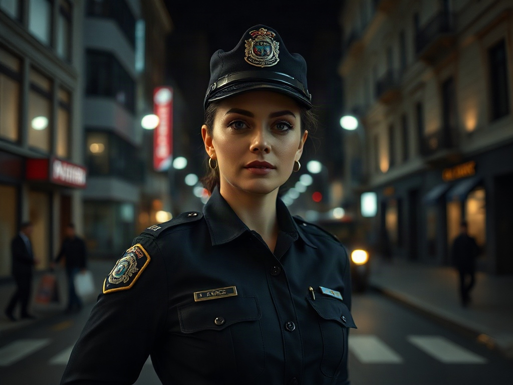 AI 女警提示詞：幹練帥氣的執勤警員