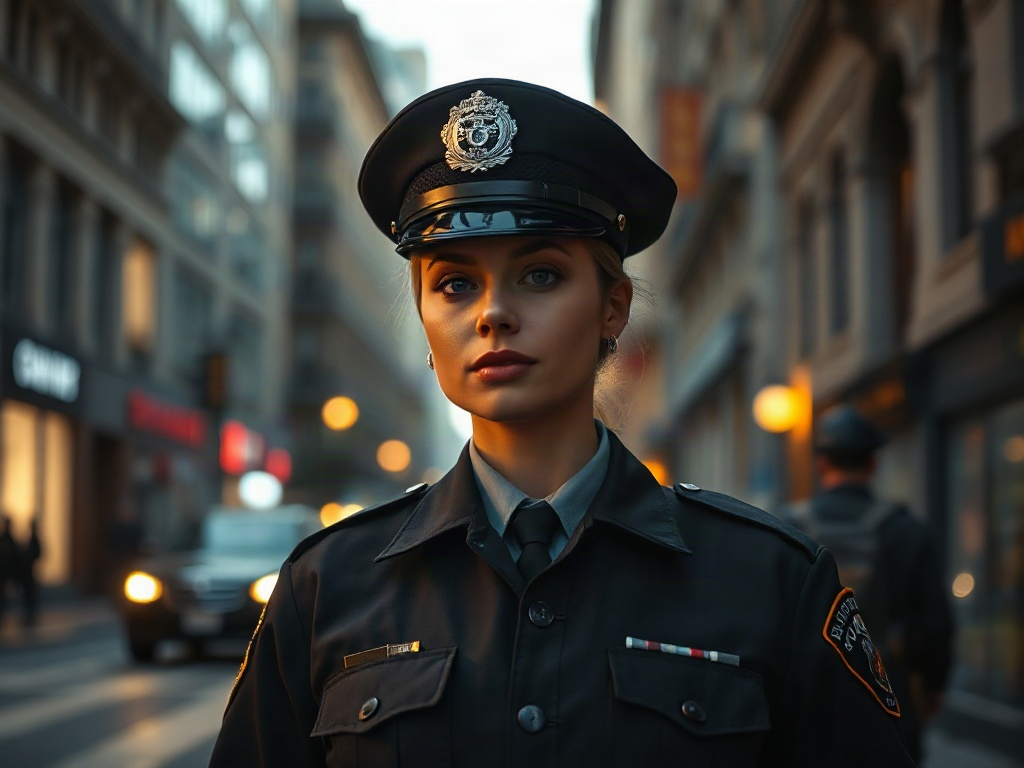 AI 女警提示詞：幹練帥氣的執勤警員