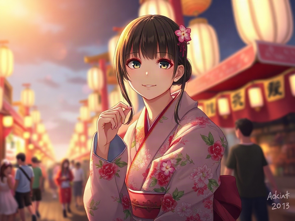 AI 夏日祭典浴衣少女提示詞範例：一鍵生成夏日祭典浴衣少女角色（附效果圖）