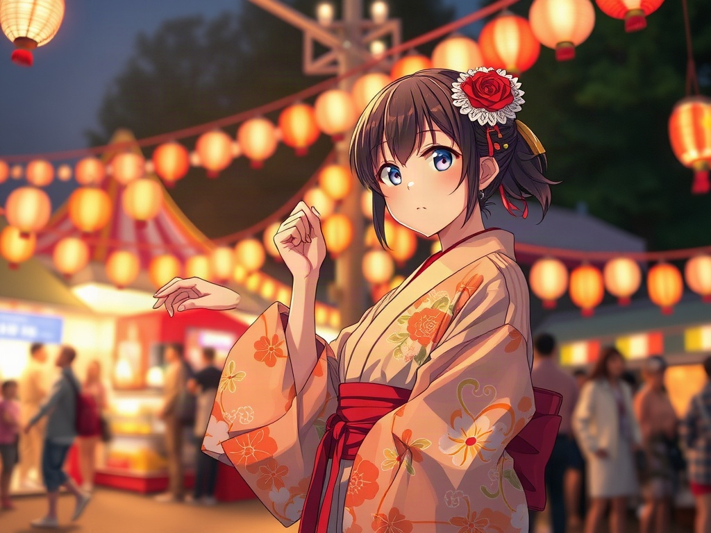 AI 夏日祭典浴衣少女提示詞範例：一鍵生成夏日祭典浴衣少女角色（附效果圖）