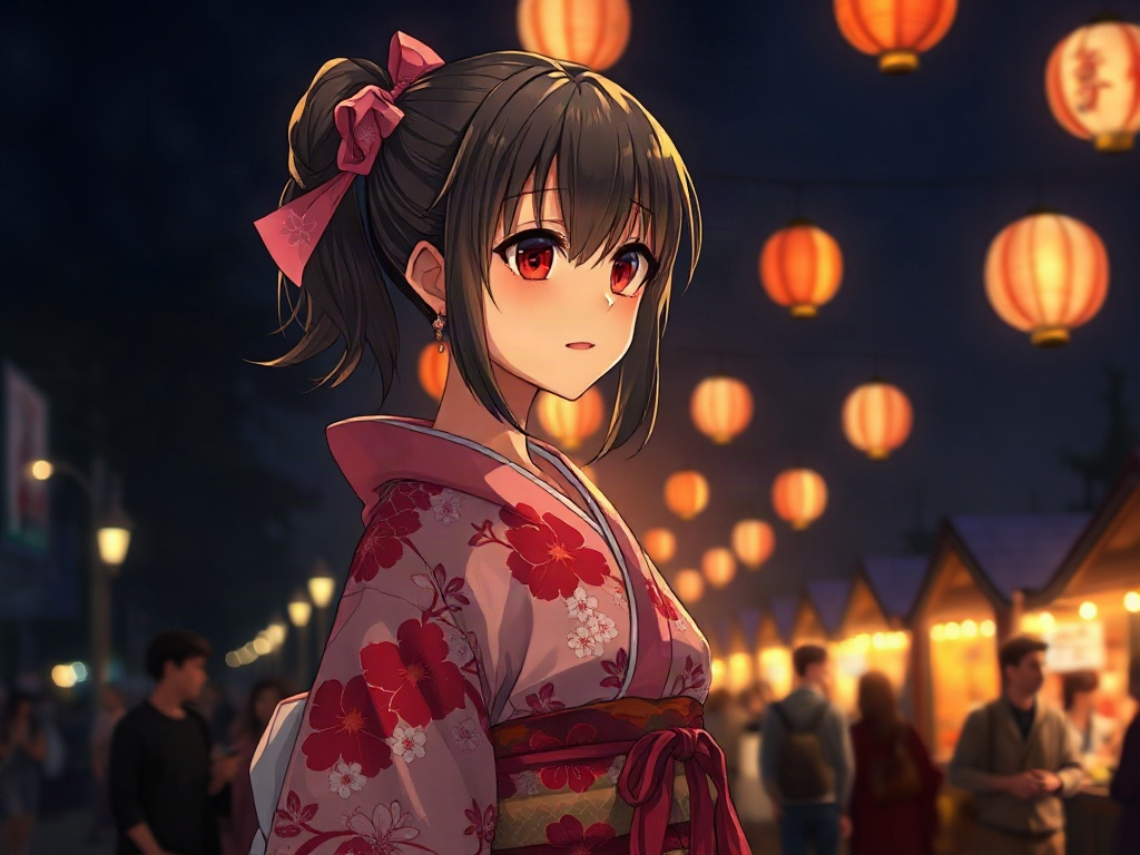 AI 夏日祭典浴衣少女提示詞範例：一鍵生成夏日祭典浴衣少女角色（附效果圖）