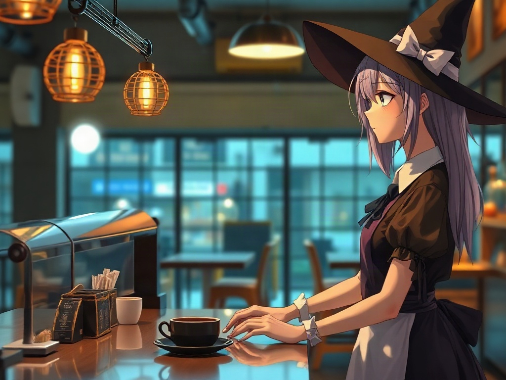 AI 魔女咖啡店員提示詞範例：一鍵生成魔女咖啡店員角色（附效果圖）