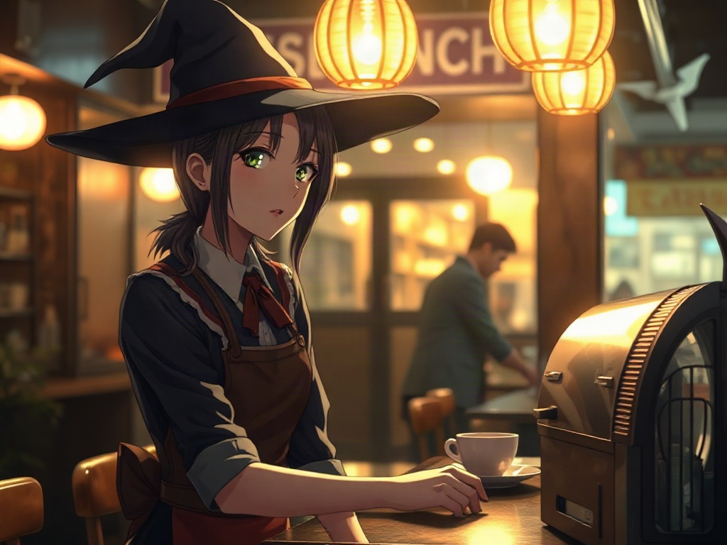 AI 魔女咖啡店員提示詞範例：一鍵生成魔女咖啡店員角色（附效果圖）