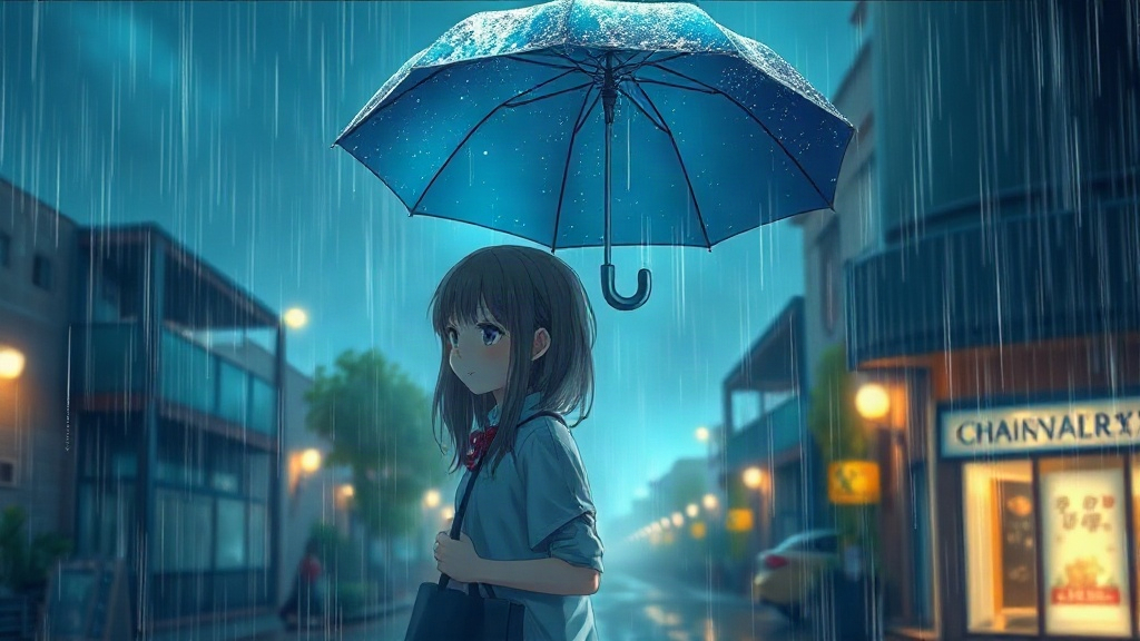 AI 雨天傘下少女提示詞範例：一鍵生成雨天傘下少女角色（附效果圖）