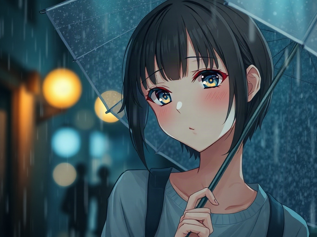 AI 雨天傘下少女提示詞範例：一鍵生成雨天傘下少女角色（附效果圖）