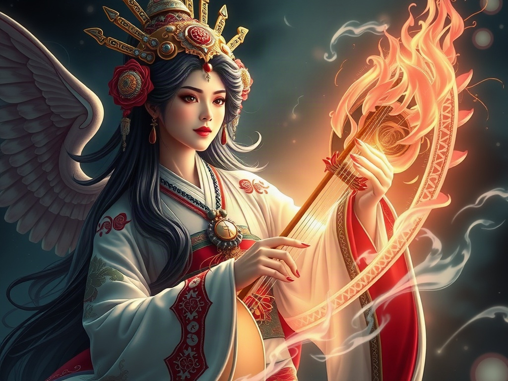 AI 辯才天提示詞範例：一鍵生成辯才天角色（附效果圖）