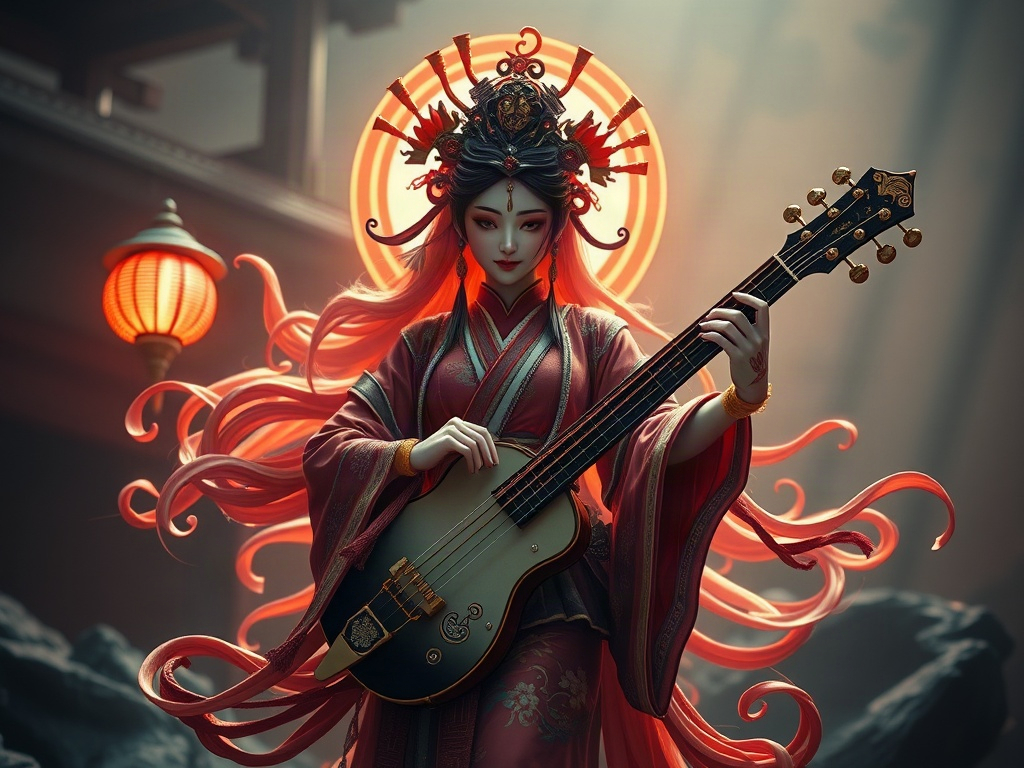 AI 辯才天提示詞範例：一鍵生成辯才天角色（附效果圖）