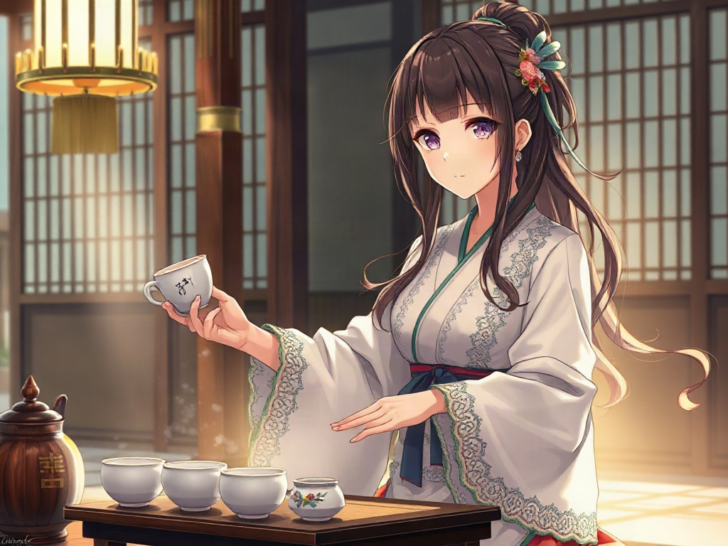AI 茶道少女提示詞範例：一鍵生成茶道少女角色（附效果圖）
