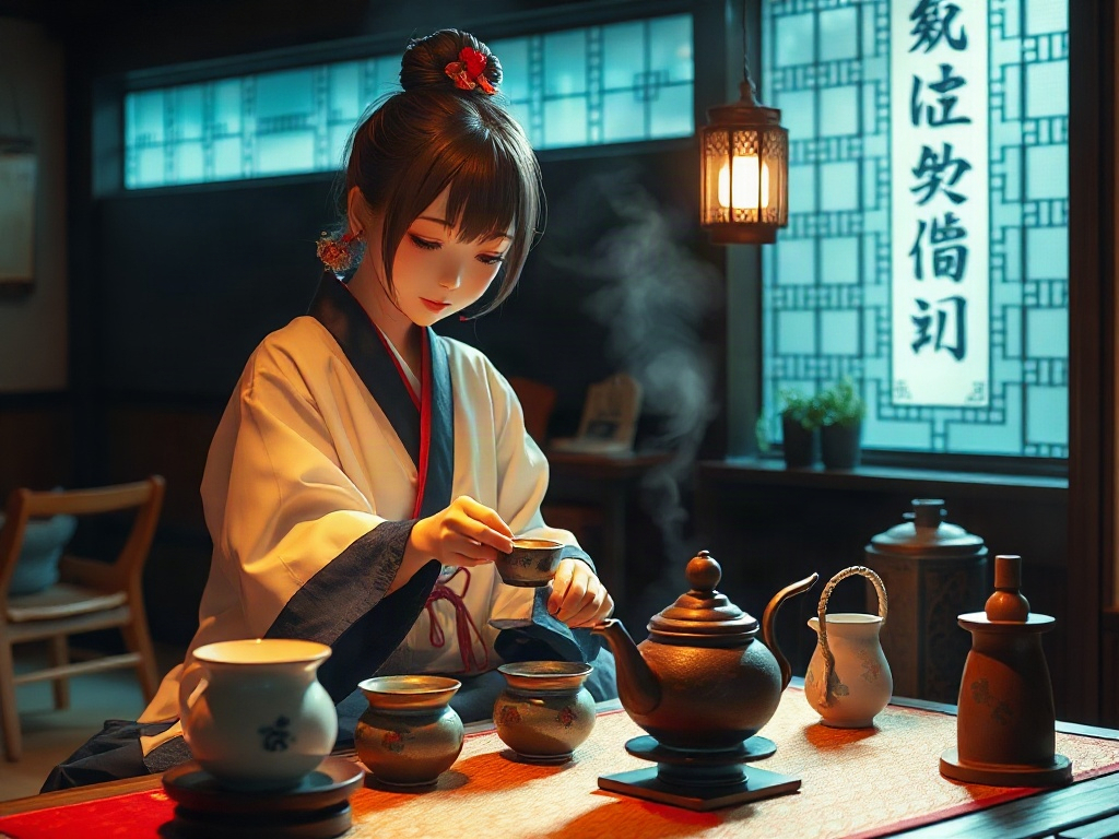 AI 茶道少女提示詞範例：一鍵生成茶道少女角色（附效果圖）