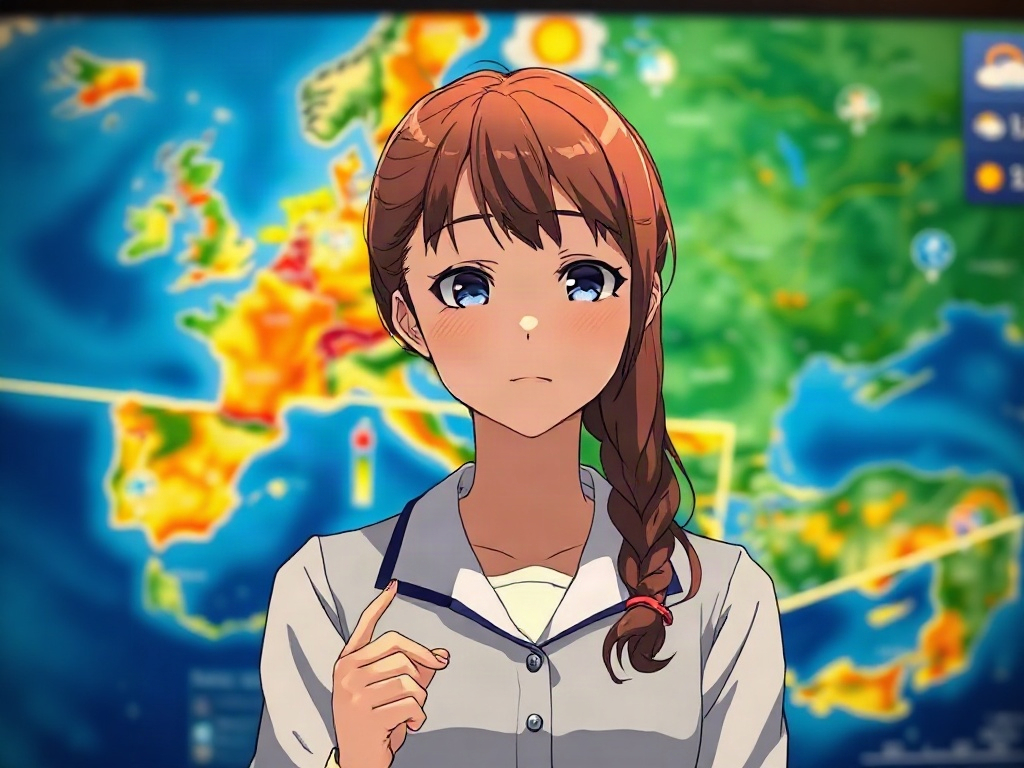 AI 天氣預報少女提示詞範例：一鍵生成天氣預報少女角色（附效果圖）