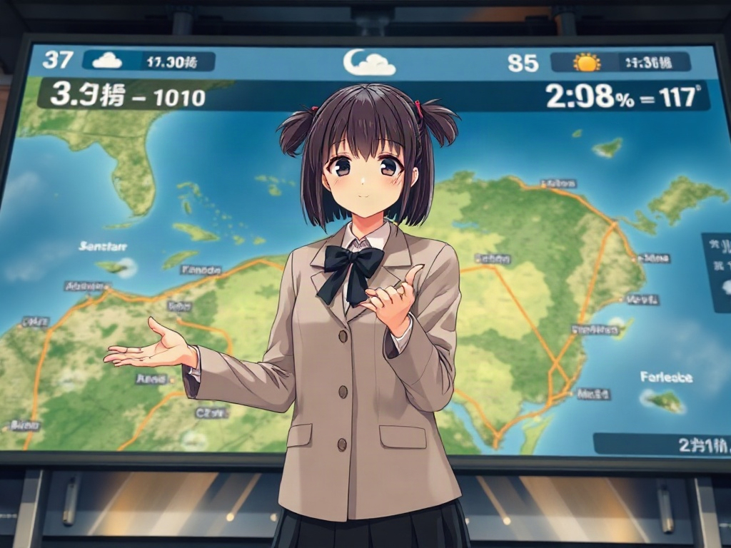 AI 天氣預報少女提示詞範例：一鍵生成天氣預報少女角色（附效果圖）