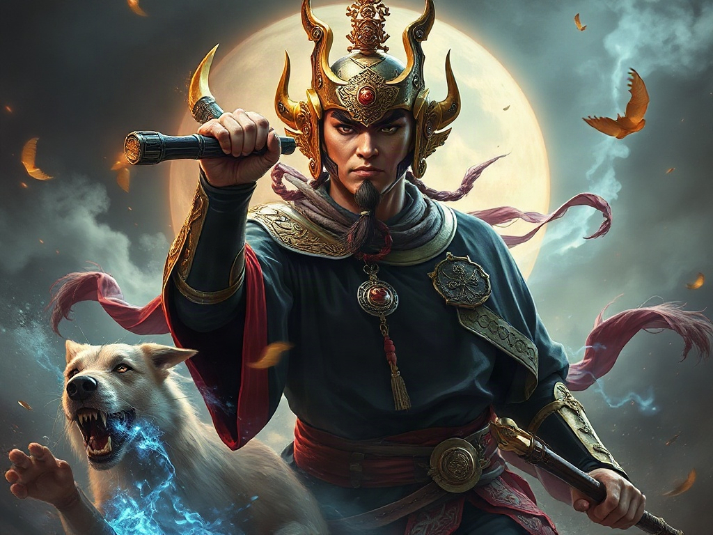 AI 二郎神提示詞範例：一鍵生成二郎神角色（附效果圖）