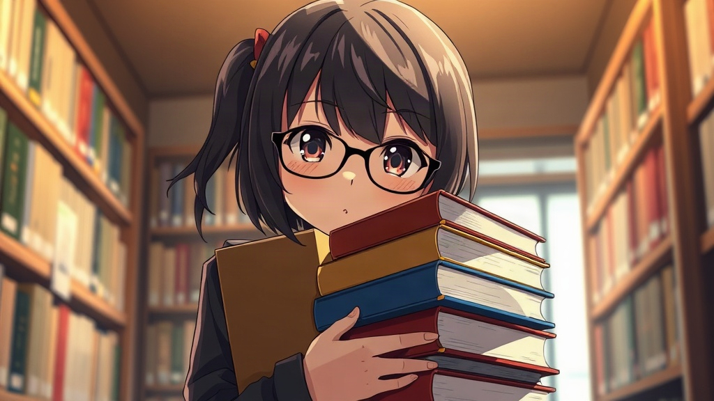 AI 圖書委員眼鏡娘提示詞範例：一鍵生成圖書委員眼鏡娘角色（附效果圖）