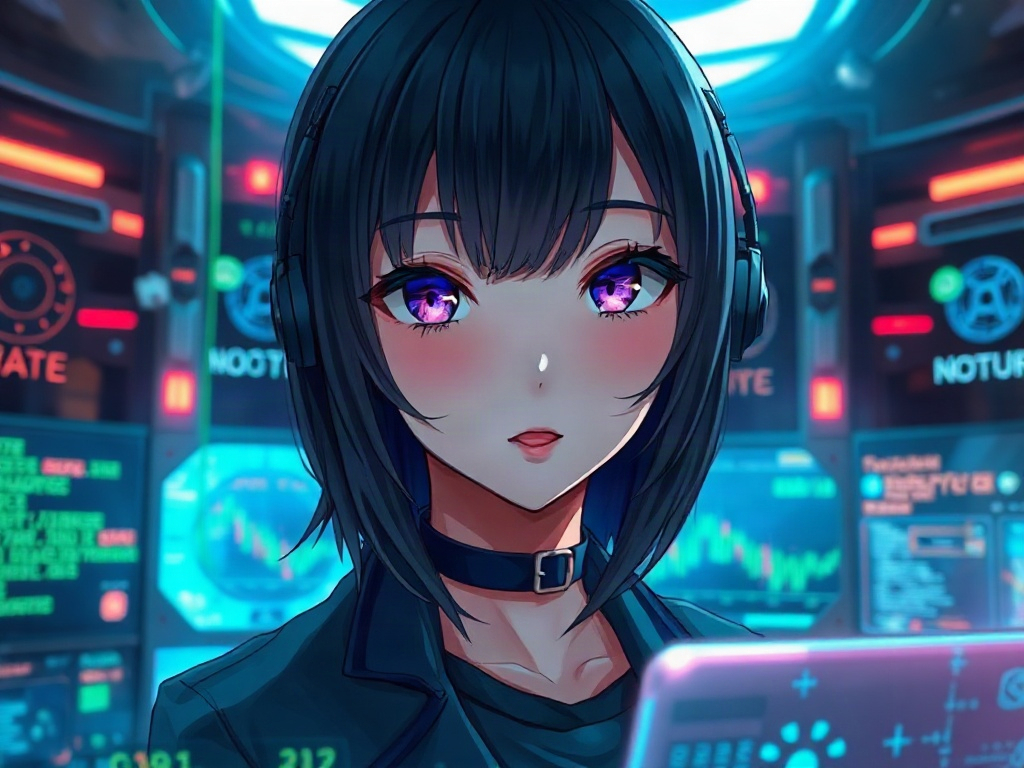 AI 未來科幻駭客少女提示詞範例：一鍵生成未來科幻駭客少女角色（附效果圖）