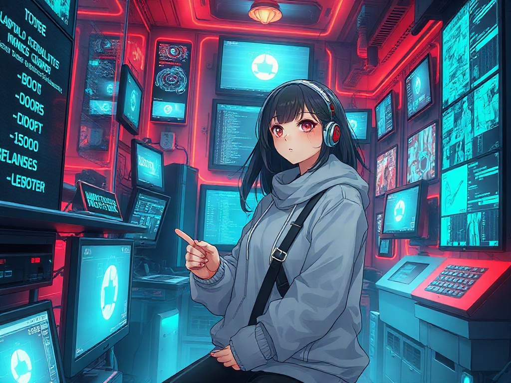 AI 未來科幻駭客少女提示詞範例：一鍵生成未來科幻駭客少女角色（附效果圖）