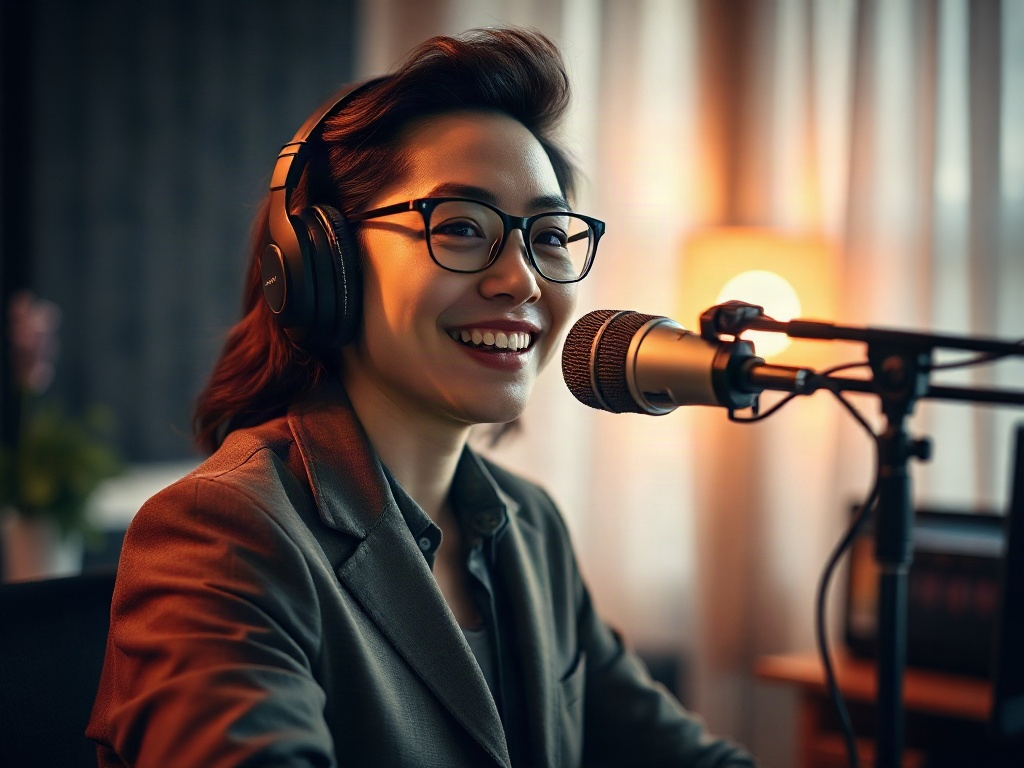 AI【Podcast主持人】專業形象照提示詞：社群大頭照／官網形象生成範例