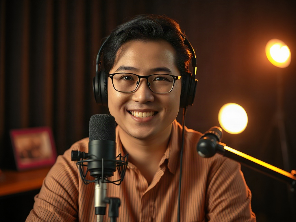AI【Podcast主持人】專業形象照提示詞：社群大頭照／官網形象生成範例