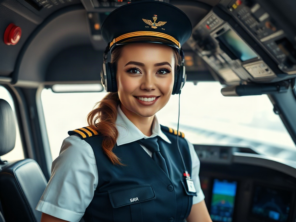 AI【女性航空機長】專業形象照提示詞：社群大頭照／官網形象生成範例