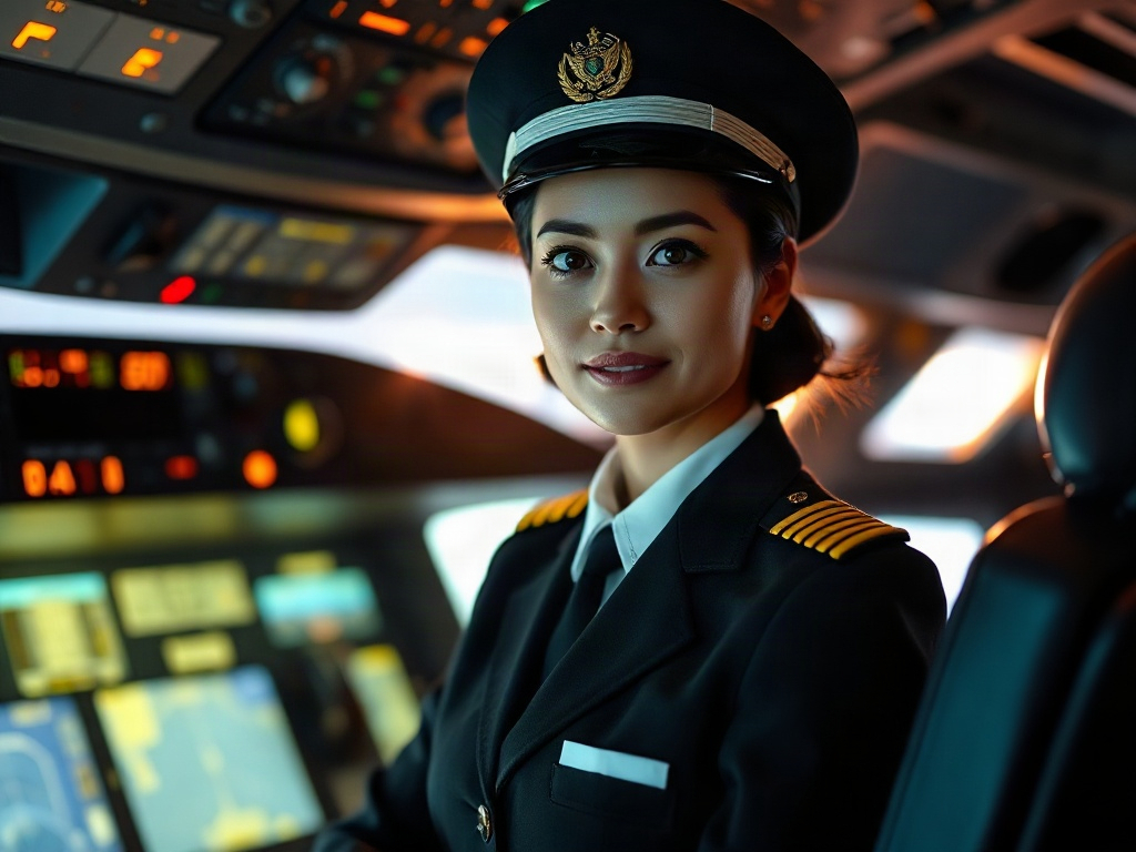 AI【女性航空機長】專業形象照提示詞：社群大頭照／官網形象生成範例