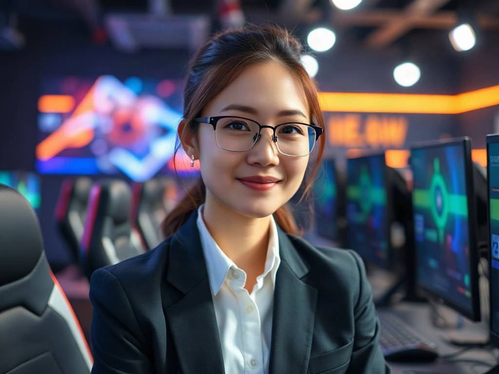 AI【女性電競戰隊經營者】專業形象照提示詞：社群大頭照／官網形象生成範例