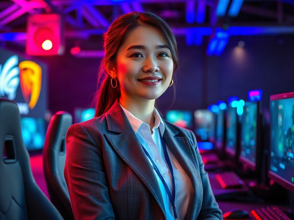 AI【女性電競戰隊經營者】專業形象照提示詞：社群大頭照／官網形象生成範例