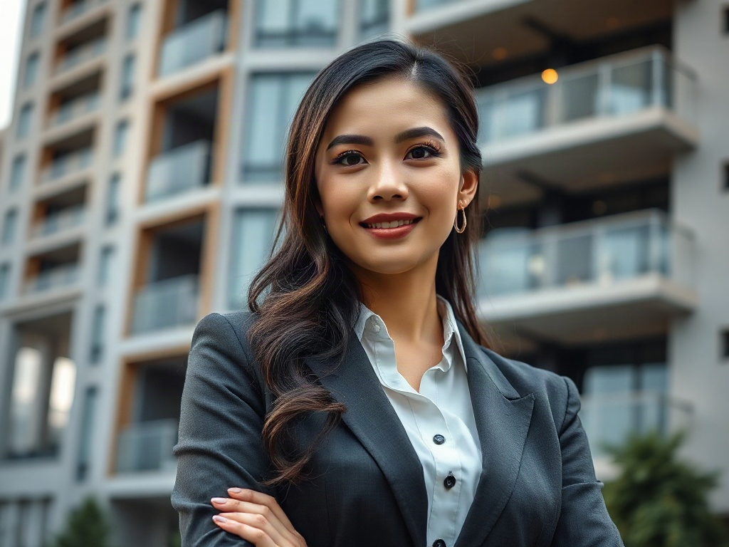 AI【女性不動產開發商】專業形象照提示詞：社群大頭照／官網形象生成範例