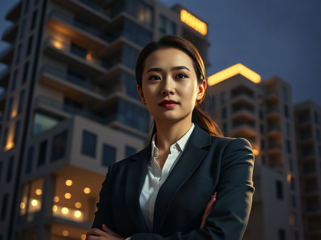 AI【女性不動產開發商】專業形象照提示詞：社群大頭照／官網形象生成範例