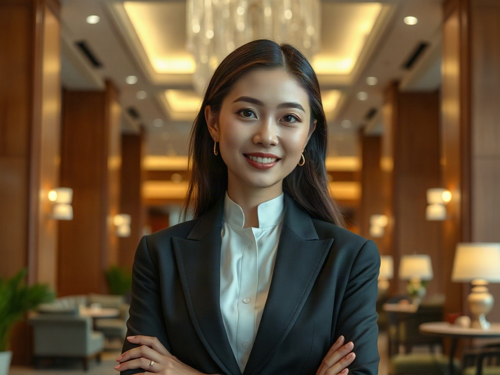 AI【女性飯店集團執行長】專業形象照提示詞：社群大頭照／官網形象生成範例