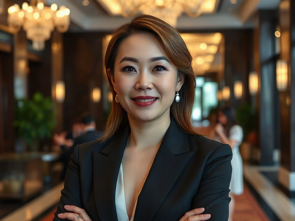AI【女性飯店集團執行長】專業形象照提示詞：社群大頭照／官網形象生成範例
