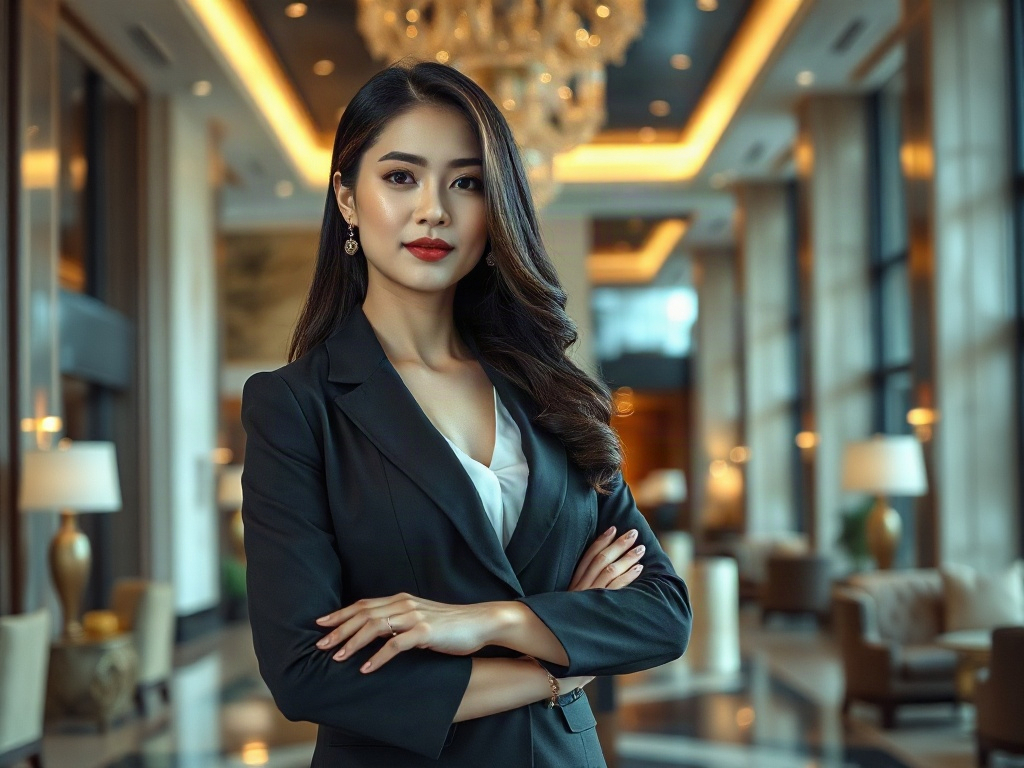 AI【女性飯店集團執行長】專業形象照提示詞：社群大頭照／官網形象生成範例