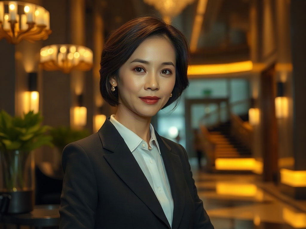 AI【女性飯店集團執行長】專業形象照提示詞：社群大頭照／官網形象生成範例
