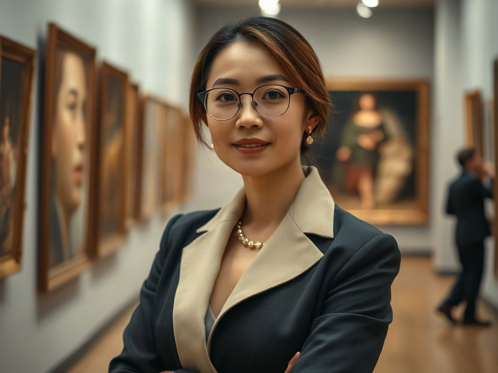 AI【女性博物館館長】專業形象照提示詞：社群大頭照／官網形象生成範例