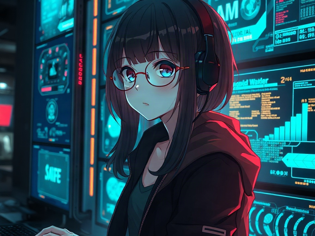 AI 駭客天才少女提示詞範例：一鍵生成駭客天才少女角色（附效果圖）