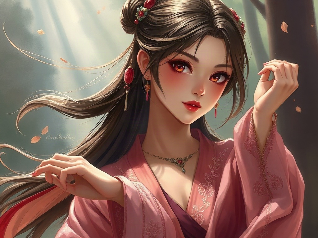 AI【楊貴妃】異世界版角色提示詞：異世界傾城妖姬角色生成範例